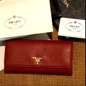 Beautiful Authentic Red Prada Bi-Fold Wall…